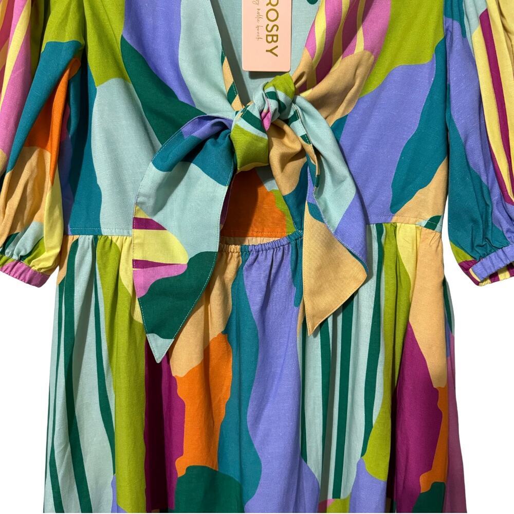 CROSBY by MOLLIE BURCH Emilie Dress Fields Tie Front Cutout Colorful Dress NWT S - Picture 6 of 12